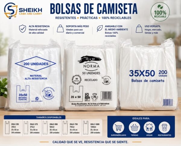 Bolsas Plásticas para Alimentación – 35×50 cm