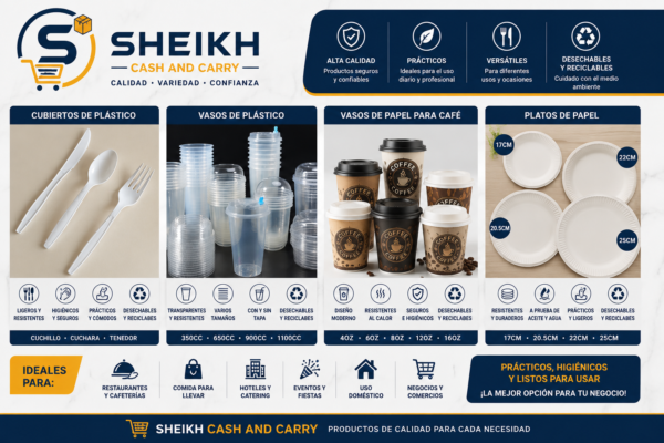 Productos Desechables para Hostelería – Cubiertos, Vasos de Plástico, Vasos de Café y Platos