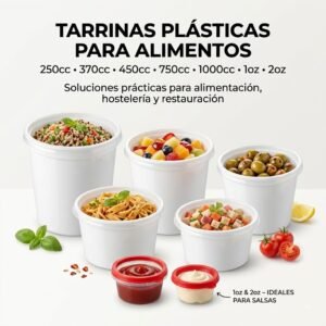Tarrinas Plásticas para Alimentos – 250cc, 370cc, 450cc, 750cc, 1000cc, 1oz y 2oz